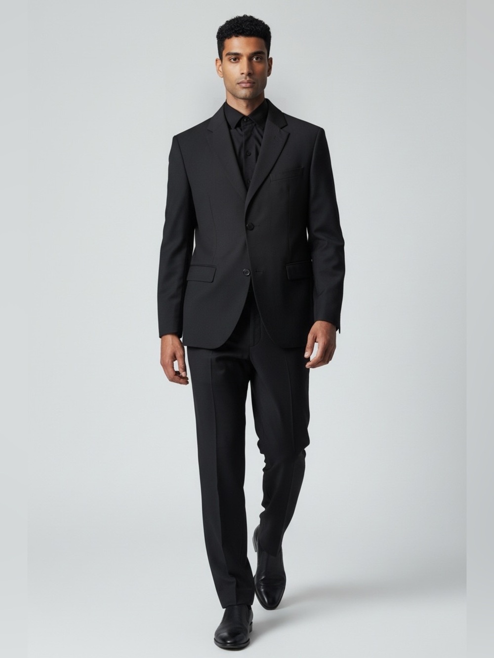 HUGO BOSS Men’s Classic Black Two-Piece Suit – Size 40S Short Tailored Straight